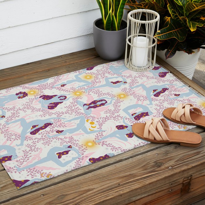 Feel the Cosmic Yoga Balance pink Outdoor Rug Gallery Image 2