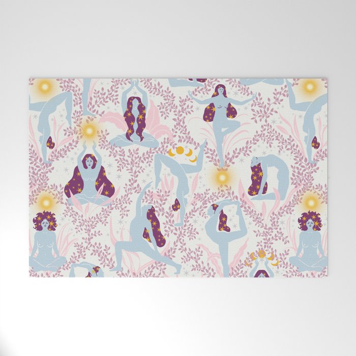 Feel the Cosmic Yoga Balance pink Welcome Mat Gallery Image 1