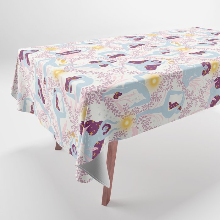 Feel the Cosmic Yoga Balance pink Tablecloth Gallery Image 1