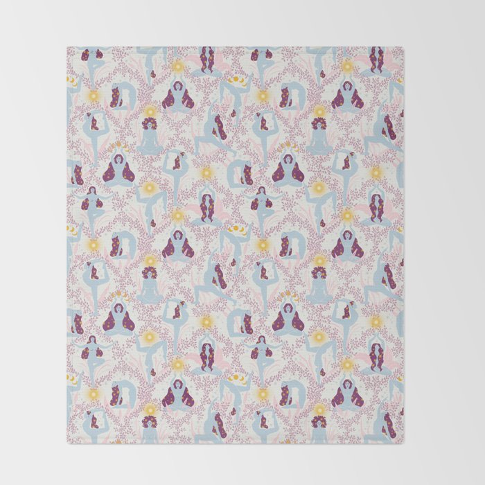 Feel the Cosmic Yoga Balance pink Throw Blanket Gallery Image 2