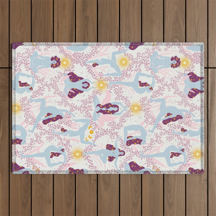 Feel the Cosmic Yoga Balance pink Outdoor Rug Gallery Image 1