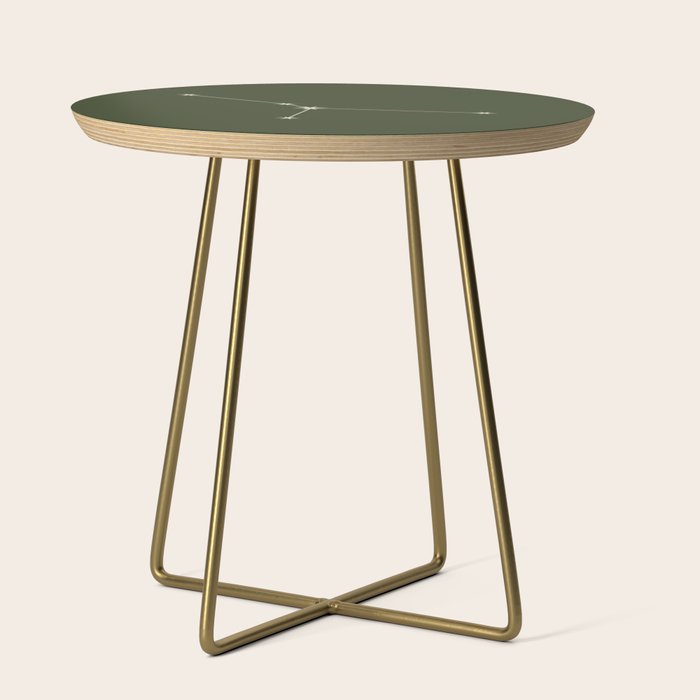 Cancer Zodiac Star Constellation Line Art Moss Green Side Table Gallery Image 1