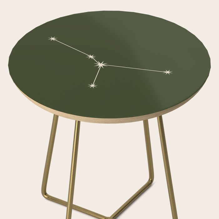 Cancer Zodiac Star Constellation Line Art Moss Green Side Table Gallery Image 2