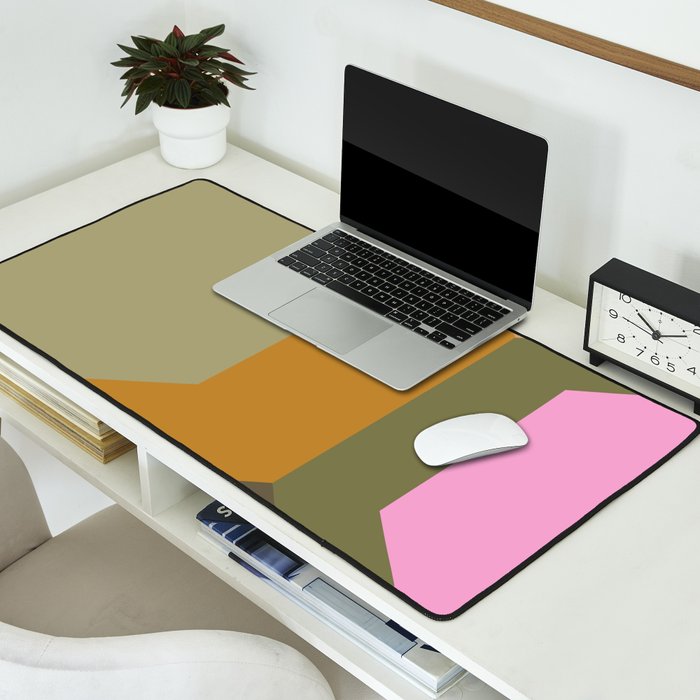 Geometric Retro Color Block Art in Earthy Tones Desk Mat Gallery Image 2