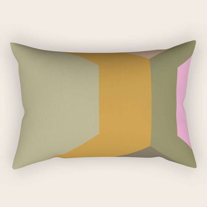 Geometric Retro Color Block Art in Earthy Tones Rectangular Pillow Gallery Image 1