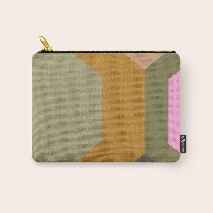 Geometric Retro Color Block Art in Earthy Tones Carry All Pouch Gallery Image 1