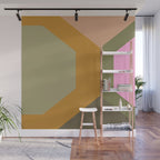 Geometric Retro Color Block Art in Earthy Tones Wall Mural Gallery Image 1