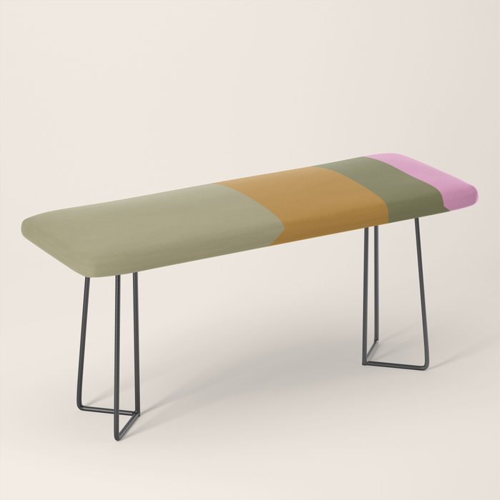 Geometric Retro Color Block Art in Earthy Tones Bench Gallery Image 1