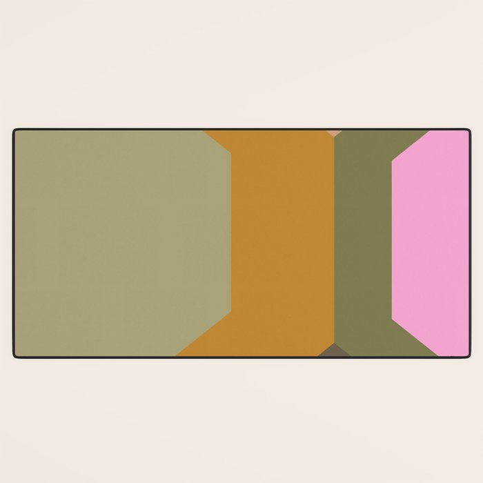 Geometric Retro Color Block Art in Earthy Tones Desk Mat Gallery Image 3