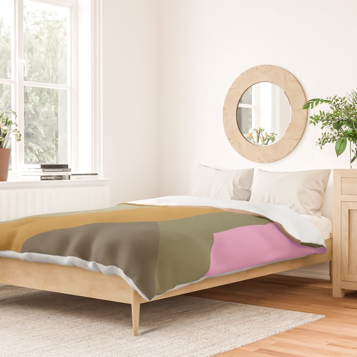 Geometric Retro Color Block Art in Earthy Tones Duvet Cover Gallery Image 2