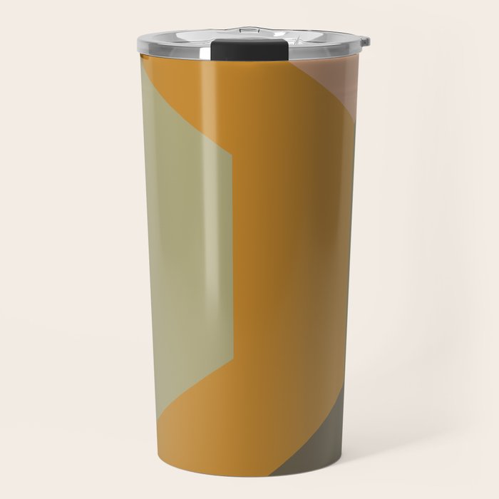 Geometric Retro Color Block Art in Earthy Tones Travel Mug Gallery Image 1