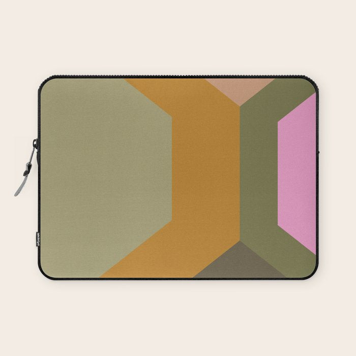 Geometric Retro Color Block Art in Earthy Tones Laptop Sleeve Gallery Image 1