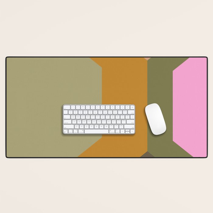 Geometric Retro Color Block Art in Earthy Tones Desk Mat Gallery Image 1