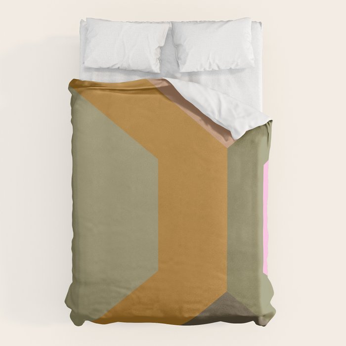 Geometric Retro Color Block Art in Earthy Tones Duvet Cover Gallery Image 1