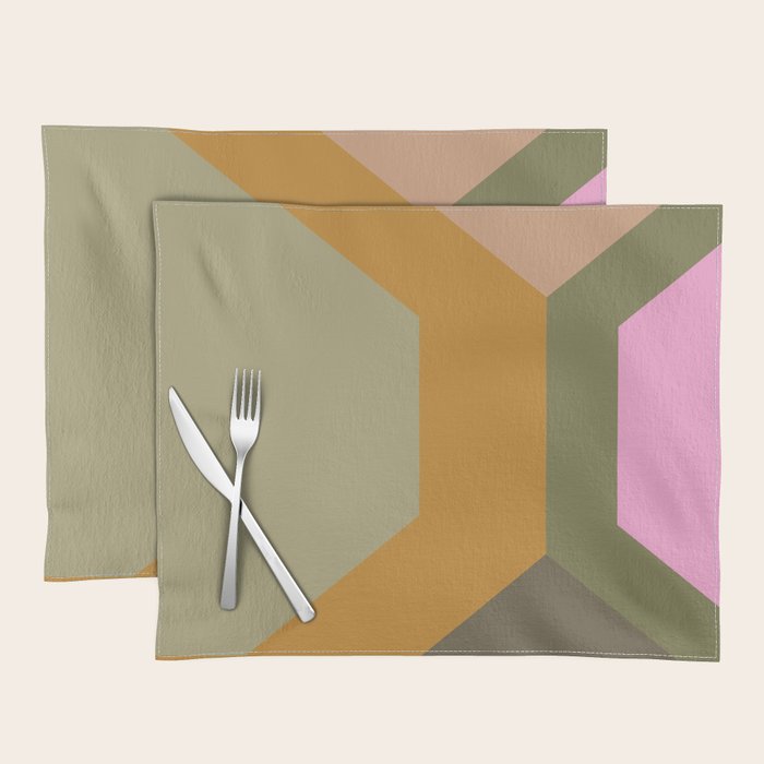 Geometric Retro Color Block Art in Earthy Tones Placemat Gallery Image 1
