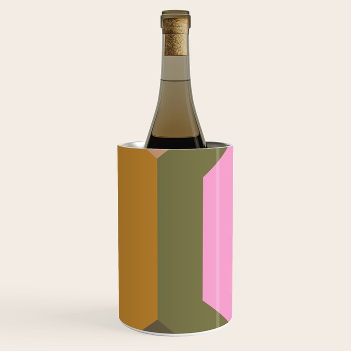 Geometric Retro Color Block Art in Earthy Tones Wine Chiller Gallery Image 3