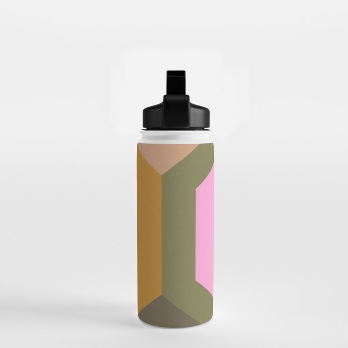 Geometric Retro Color Block Art in Earthy Tones Water Bottle Gallery Image 2