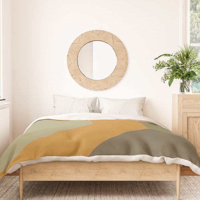 Geometric Retro Color Block Art in Earthy Tones Duvet Cover Gallery Image 3