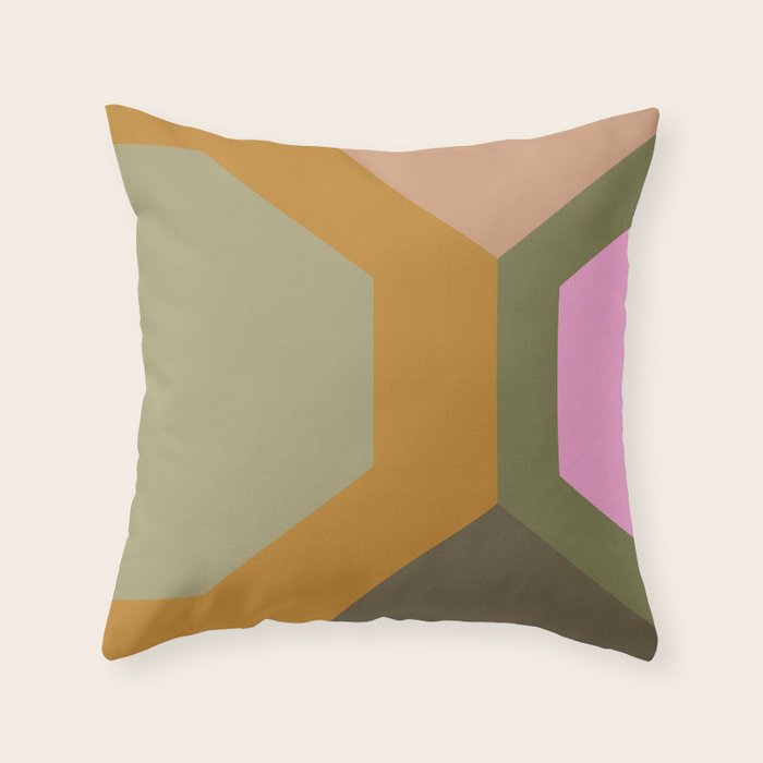 Geometric Retro Color Block Art in Earthy Tones Throw Pillow Gallery Image 6
