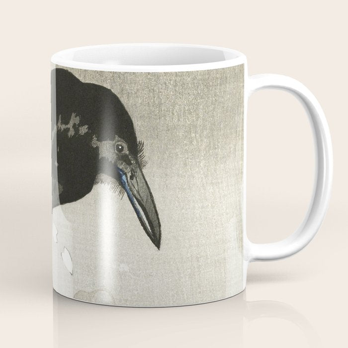 Raven on Cherry tree - Japanese vintage woodblock print Coffee Mug Gallery Image 1