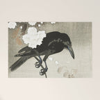 Raven on Cherry tree - Japanese vintage woodblock print Welcome Mat Gallery Image 1