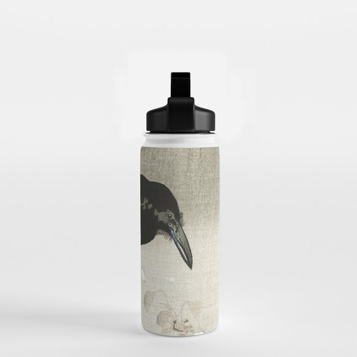 Raven on Cherry tree - Japanese vintage woodblock print Water Bottle Gallery Image 2
