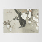 Raven on Cherry tree - Japanese vintage woodblock print Rug Gallery Image 2