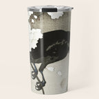 Raven on Cherry tree - Japanese vintage woodblock print Travel Mug Gallery Image 1