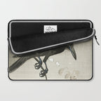 Raven on Cherry tree - Japanese vintage woodblock print Laptop Sleeve Gallery Image 2