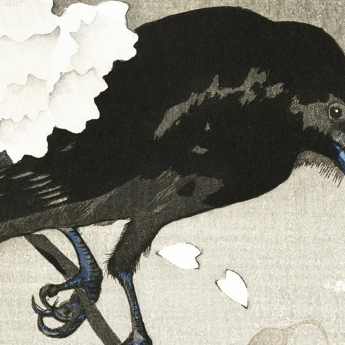 Raven on Cherry tree - Japanese vintage woodblock print Coffee Mug Gallery Image 2