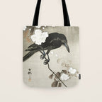 Raven on Cherry tree - Japanese vintage woodblock print Tote Bag Gallery Image 1