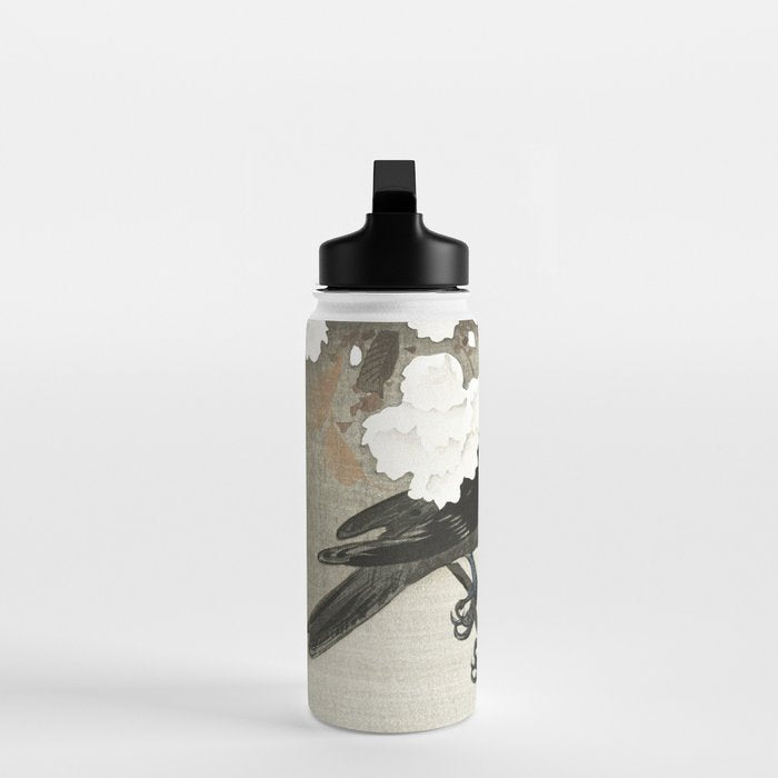 Raven on Cherry tree - Japanese vintage woodblock print Water Bottle Gallery Image 3