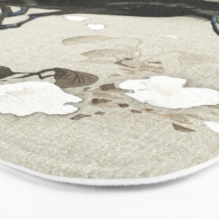 Raven on Cherry tree - Japanese vintage woodblock print Bath Mat Gallery Image 3