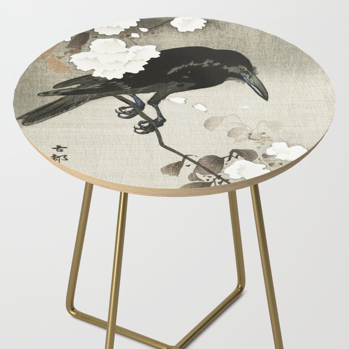 Raven on Cherry tree - Japanese vintage woodblock print Side Table Gallery Image 2