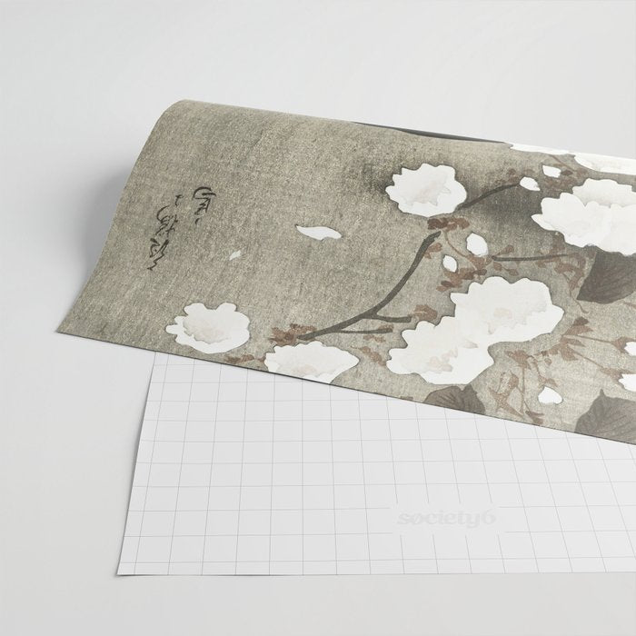 Raven on Cherry tree - Japanese vintage woodblock print Wrapping Paper Gallery Image 2