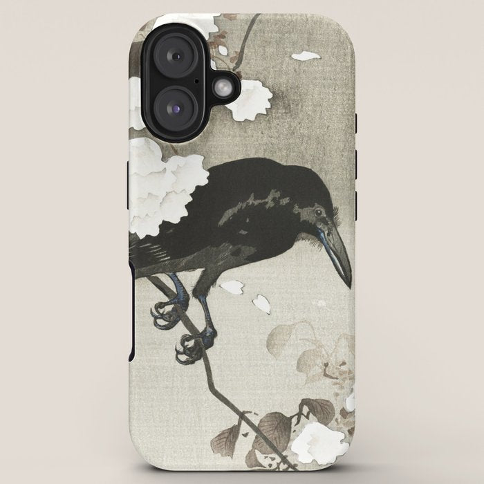 Raven on Cherry tree - Japanese vintage woodblock print iPhone Case Gallery Image 5
