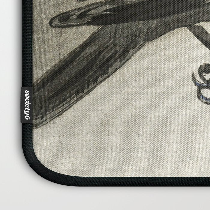 Raven on Cherry tree - Japanese vintage woodblock print Laptop Sleeve Gallery Image 3