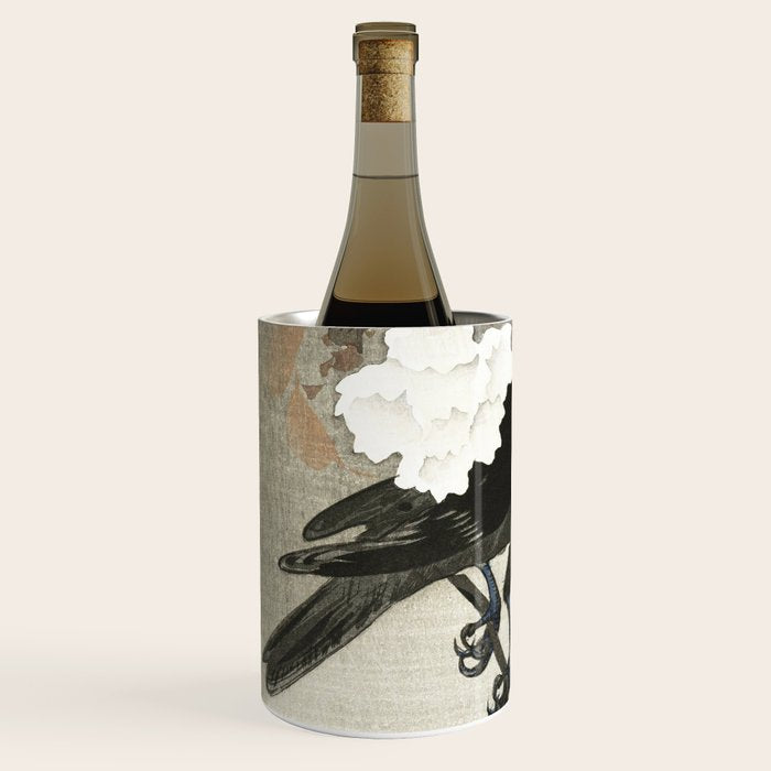 Raven on Cherry tree - Japanese vintage woodblock print Wine Chiller Gallery Image 2