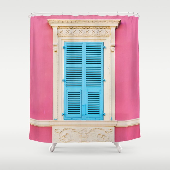 Window in Nice, France - Architecture, Travel Photography Shower Curtain Gallery Image 1