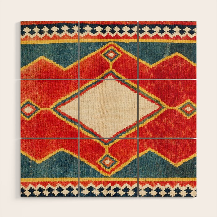 Qashqaâi Gabbeh Fars Southwest Persian Rug Print Wood Wall Art Gallery Image 1