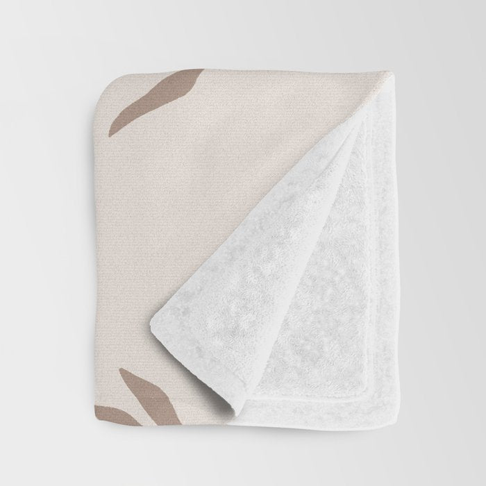 Modern Leafy Pattern - mocha and cream Throw Blanket Gallery Image 3