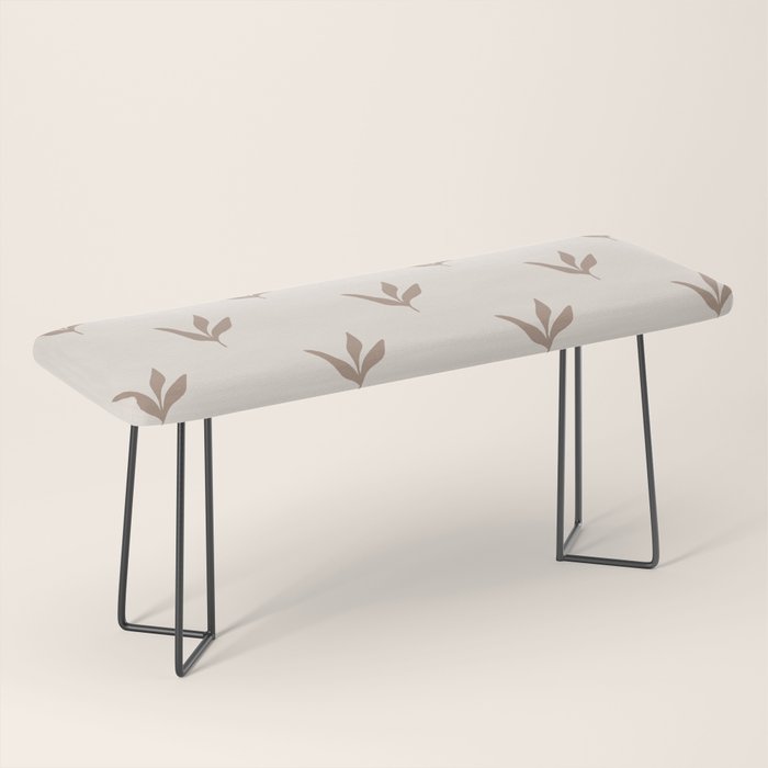 Modern Leafy Pattern - mocha and cream Bench Gallery Image 1