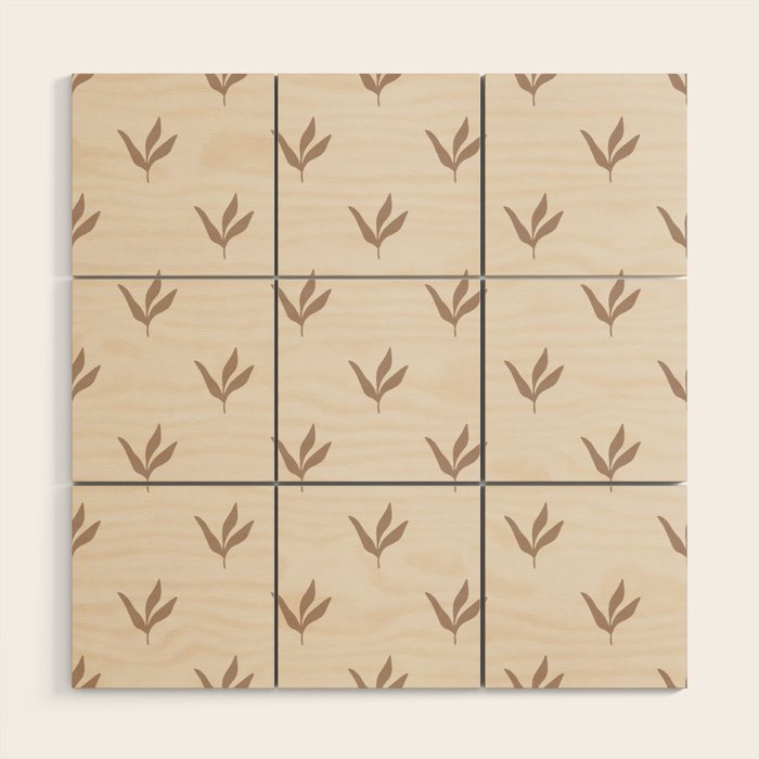 Modern Leafy Pattern - mocha and cream Wood Wall Art Gallery Image 1