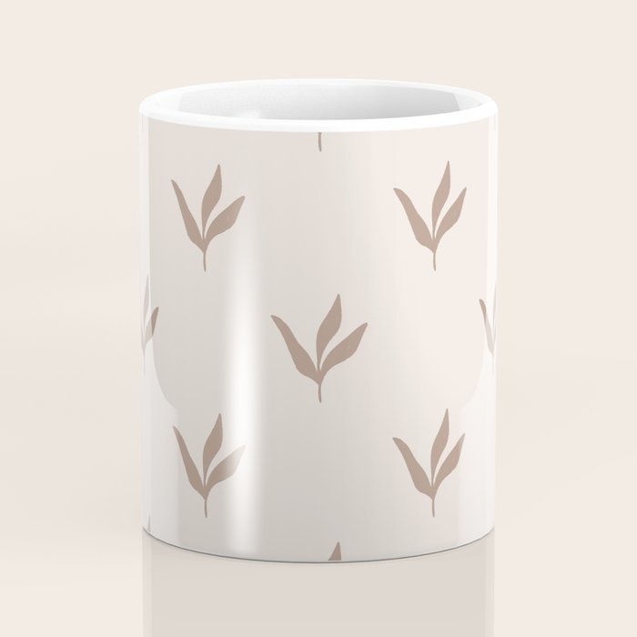 Modern Leafy Pattern - mocha and cream Coffee Mug Gallery Image 4