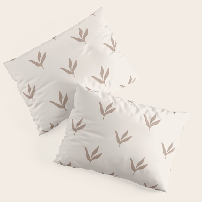 Modern Leafy Pattern - mocha and cream Pillow Sham Gallery Image 1