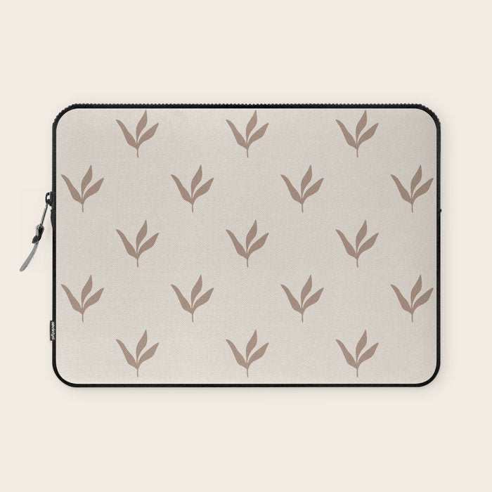 Modern Leafy Pattern - mocha and cream Laptop Sleeve Gallery Image 1