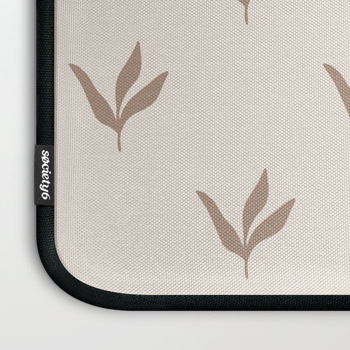 Modern Leafy Pattern - mocha and cream Laptop Sleeve Gallery Image 3