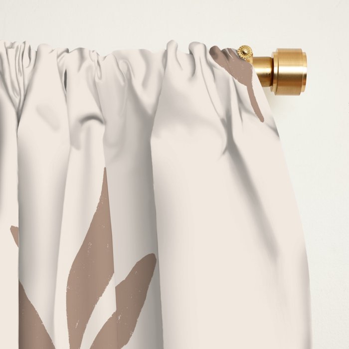 Modern Leafy Pattern - mocha and cream Window Curtain Gallery Image 2