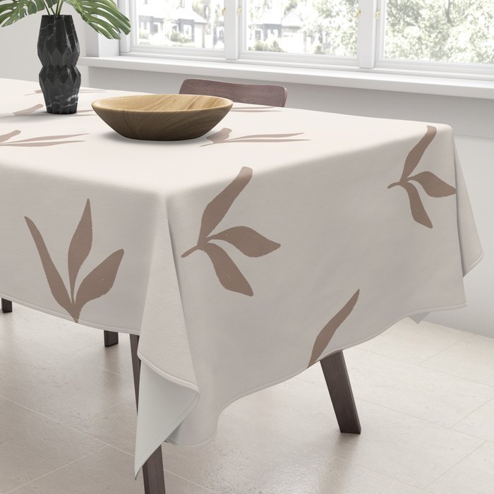 Modern Leafy Pattern - mocha and cream Tablecloth Gallery Image 3