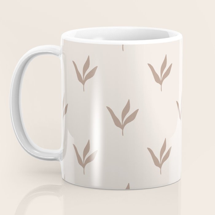 Modern Leafy Pattern - mocha and cream Coffee Mug Gallery Image 3